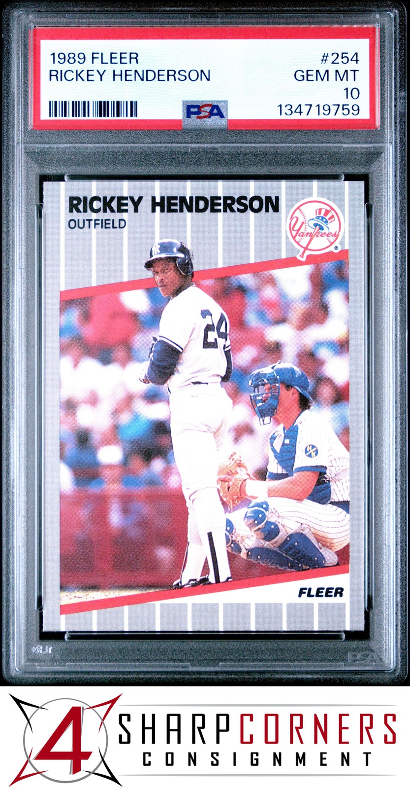 1989 FLEER #254 RICKEY HENDERSON YANKEES HOF PSA 10