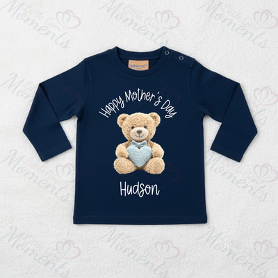 Personalisiertes Langarmshirt Happy Mother's Day - Baby & Kleinkind - Teddy Herz