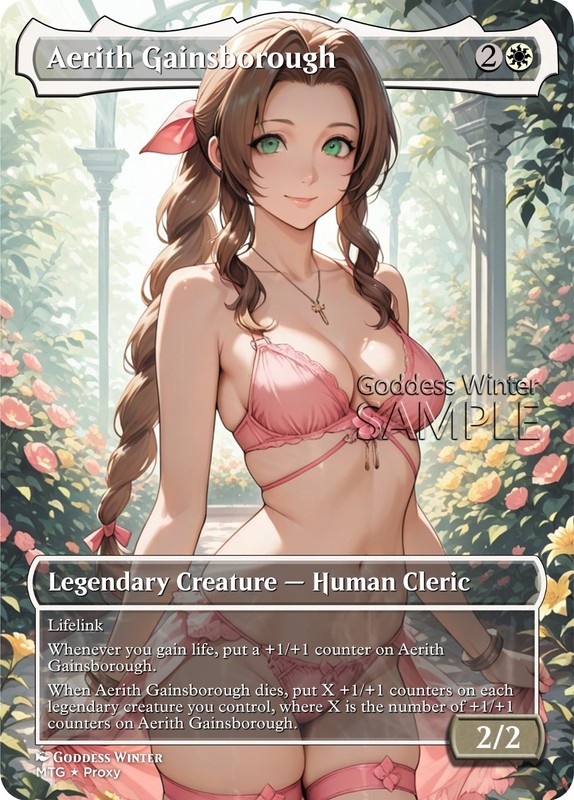 MTG FF - Aerith Gainsborough - Fanart Borderless Style - EDH / Playtest