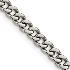 Titanium Polished 5.5mm Curb Chain Necklace 22" for Men's 14gm