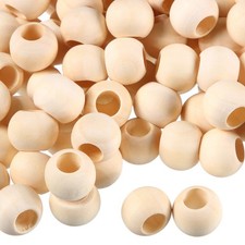 200 Pieces Large Hole Wooden Beads for Macrame Natural Round natural wood