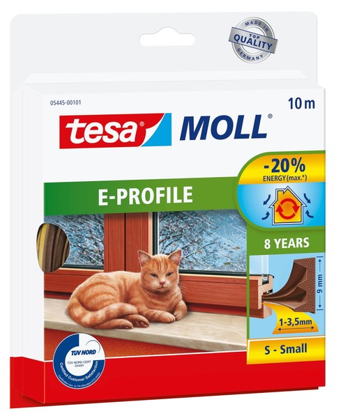 Tesa Dichtungsband S Selbstklebend Gummidichtung Fenster TüRen Braun 10M X 9Mm-image