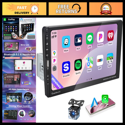 9'' Single DIN Car Stereo - Wireless Apple CarPlay, Android Auto, Bluetooth 5.2,