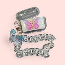 Airpod pro hard silicone butterfly colorful fairy glitter chain case