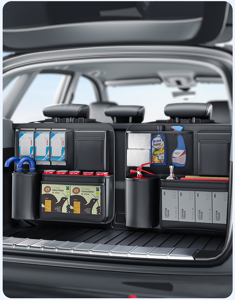 2 PCS Car Cargo Net Trunk Organizer Hanging Back Seat Storage Organizer Bag