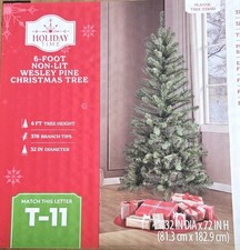 NEW IN BOX 6' Wesley Pine Green Artificial Christmas Tree Non Lit Holiday Time