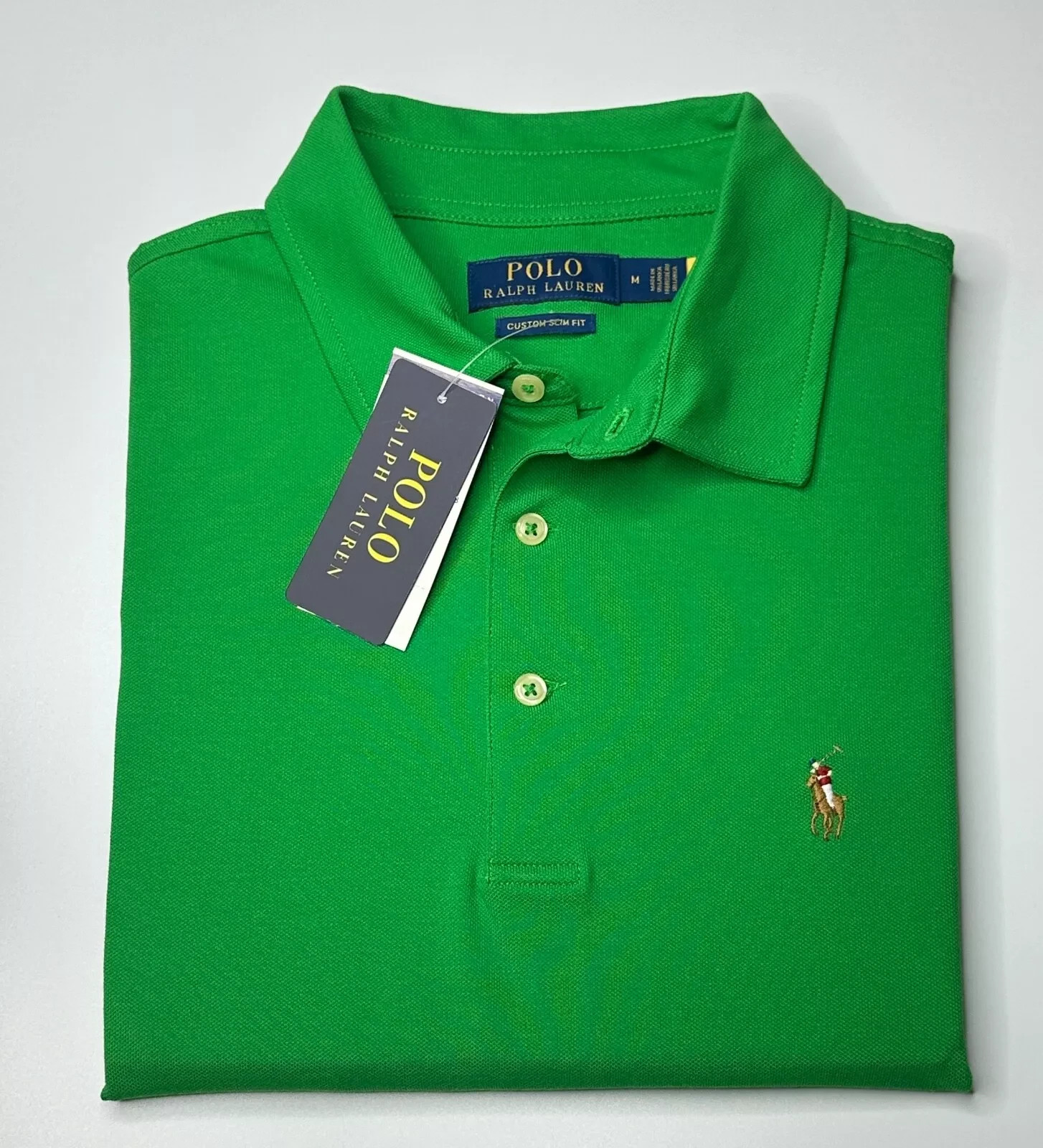 Polo Ralph Lauren Men Custom Slim Fit 100% Cotton Color Green Free ...