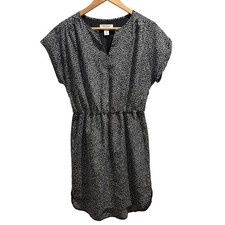 White House Black Market Short Dress Polka Dot V-Neck Elastic Waist Womens Sz 8