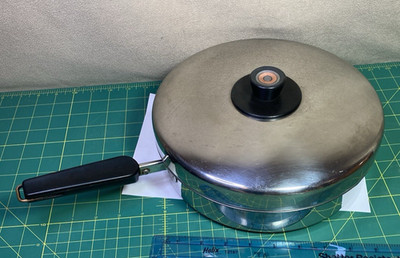 VTG Revere Ware 1801 Copper Clad Stainless 10'' Skillet w/Lid Designers Group