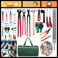 12Pcs Farrier Tool Kit - Hoof Nipper, Nail Clincher, Horseshoe Pliers  More for