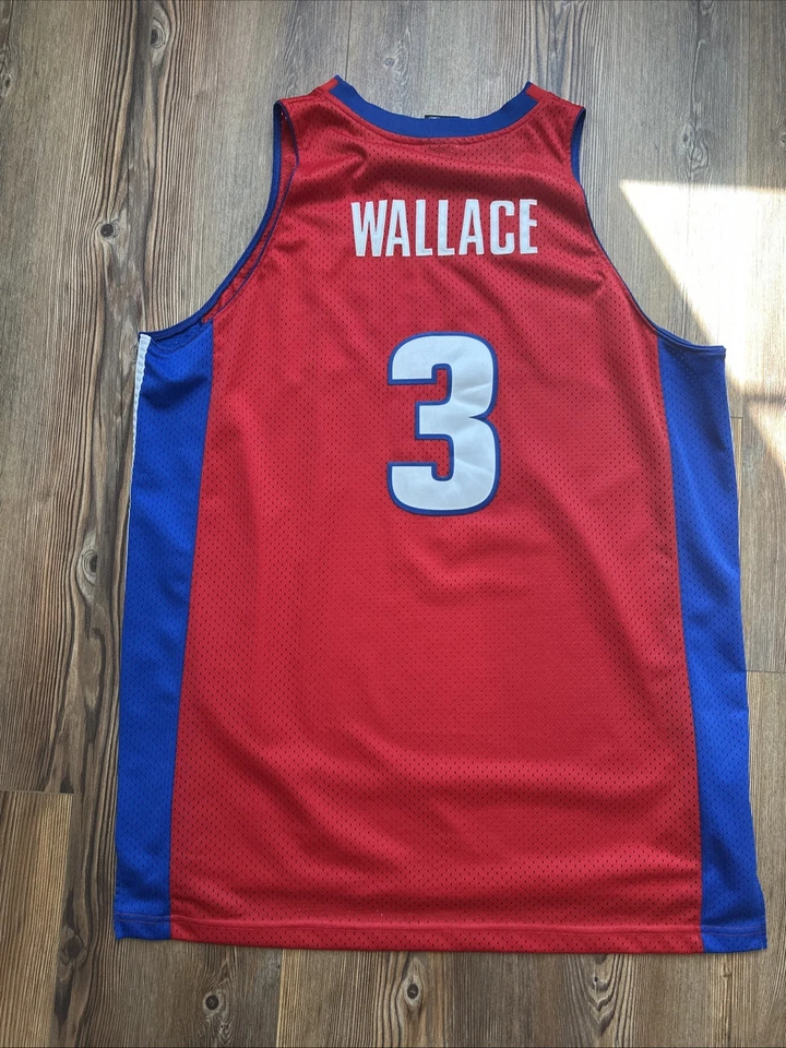 Camiseta deportiva XXL para hombre Reebok Detroit Pistons roja #3 Ben Wallace Foto 4 de 4
