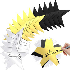 80 Pcs Star Cutout Party Decor Bulletin Board,Gold, Silver, Black
