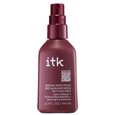 ITK Broad Spectrum SPF 30 Sunscreen Setting Mist 3.3 Fl Oz / 100 mL w/ Vitamin E