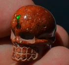 51 ct MEXICAN 100% NATURAL MATRIX FIERY OPAL STONE CARVING BEAUTY SKULL FIGURINE