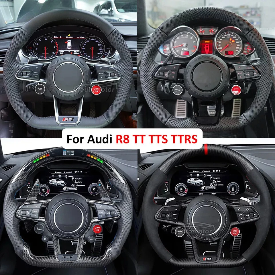 Botones de volante de fibra de carbono de repuesto aptos para Audi R8 TT TTR TTRS 2016+ Foto 3 de 4