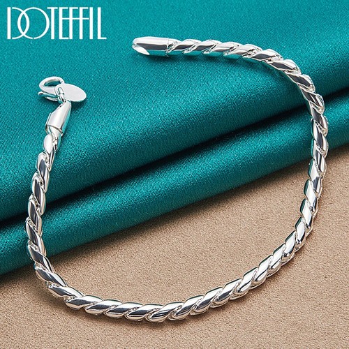 40-75cm Collana In Argento Sterling 925 Con Catena A Serpente Solida - Foto 13