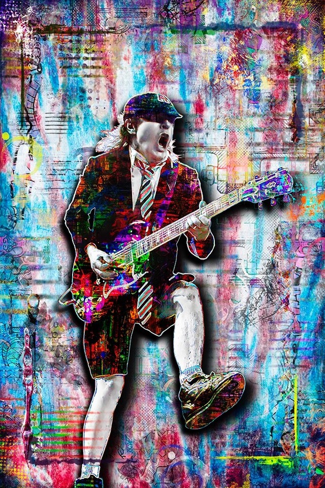 ANGUS YOUNG AC/DC 8x12in Pop Art Poster, AC/DC Pop Art Print Free ...