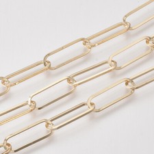 Paper Clip Necklace Chain - 2 Metres Rose Gold Plated Blank (No Clasps) Chain