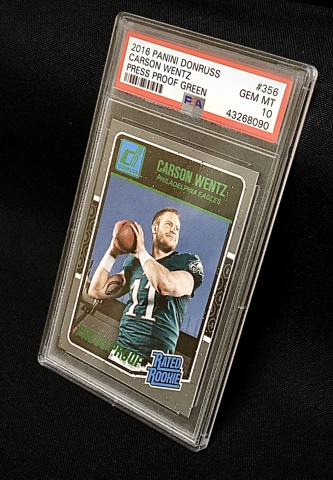 Carson Wentz Panini Donruss #356 Press Proof Green