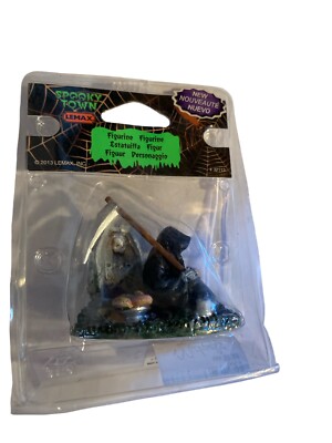 LEMAX SPOOKY TOWN HALLOWEEN VILLAGE FIGURE DEATH COFFEE BREAK GRIM REAPER