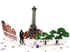 3D Pop Up Greeting Card Paris Eiffel Birthday Couple Anniversary Love Valentine
