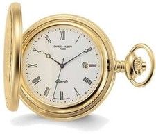 Charles Hubert Gold-Finish Off-White Dial with Date Pocket Watch