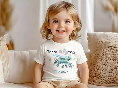 Personalisiertes Flugzeug Design Kinder T-Shirt, Kleinkind Oberteil T-Shirts, Kinderkleidung