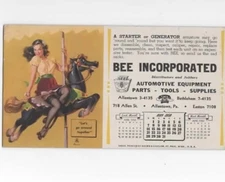 ink blotter 1950 Bee Incorporated  Calendar Girl on a Carousel