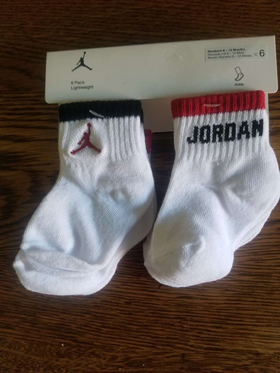 Nike Air Jordan Baby Infant Lightweight Ankle Socks 6-Pack Size