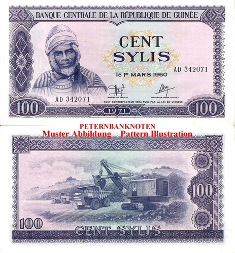 Guinea 100 Sylis 1971 Unc. Stains P 19 6400# Kassenfrisch.. - 第 1/3 張圖片