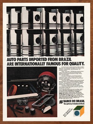 1977 Banco Do Brasil Vintage Print Ad/Poster 70s Brazil Auto Car Parts Man Cave