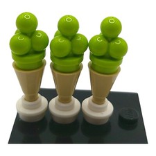 3x LEGO Minifigur Eistüte Neon Grün Softeis Zubehör Eiswaffel Ice Cream Zubehör