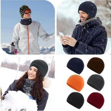 Mens Winter Beanie Fleece Hat Sports Warm Thermal Outdoor Ski Running NEW