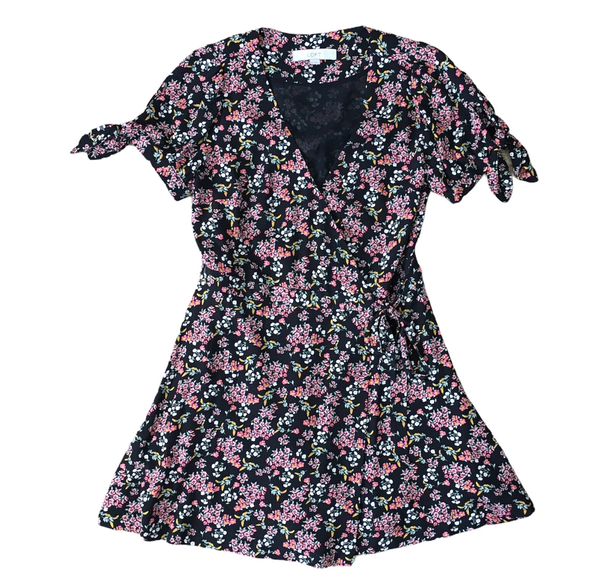 Ann Taylor Loft Black Floral Wrap Romper Jumpsuit Size 00