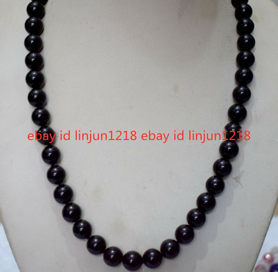 Long 2224 28 34 36 8mm Natural Black Agate Onyx Round Gems Beads Necklace Long 2224 28 34 36 8mm Natural Black Agate Onyx Round Gems Beads Necklace