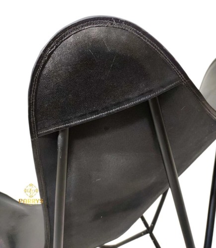 Butterfly Chair - Handmade Iron Frame Openable Chair-Black Leather Chair - Picture 5 of 6