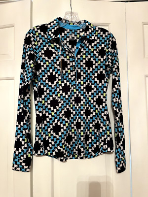 EP Pro Women Sz XS Multi Stretch Long/Slv Button Neck Golf Shirt NWT