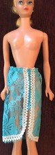 Vintage 2 piece Barbie teal lingerie set lace panties  slip Rare No doll