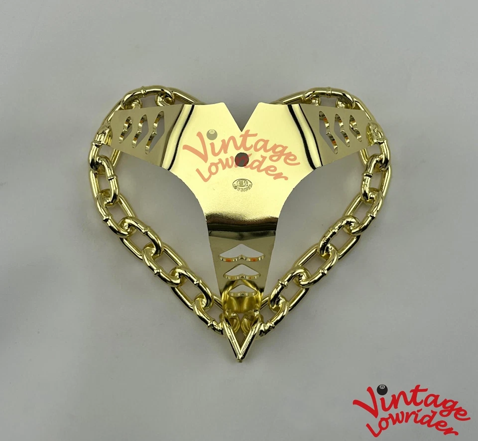 F&R LOWRIDER ESTILO CORAZÓN CADENA BICICLETA VOLANTE EN DORADO. Foto 2 de 2