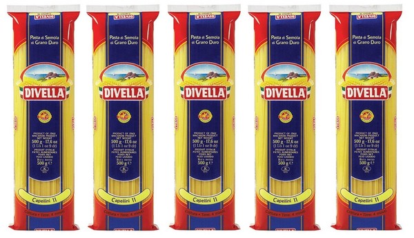 5X Divella Capellini N°11 Hartweizengrieß Pasta Italienische Nudeln 500G-image