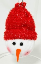 Vintage White Red Fabric Snowman Head Christmas Ornament Holiday Decoration