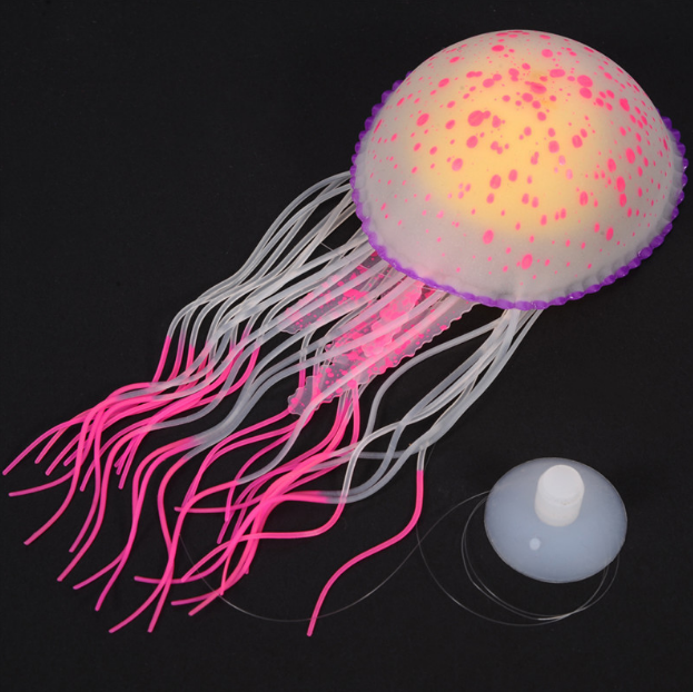 Simulated fluorescent jellyfish for aquarium landscaping soft floating decor