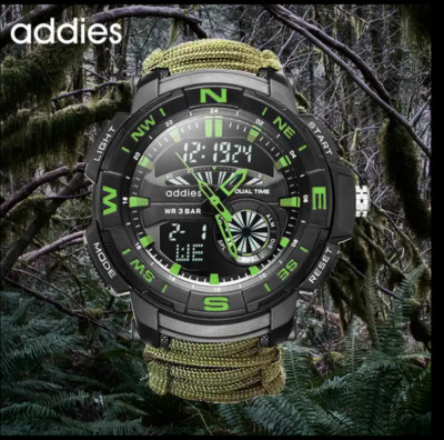 SURVIVAL MILITARY SPORT WATCH WATERPROOF COMPASS, WHISTLE, FIRE STR + Gift Box