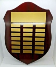 Perpetual Trophy Plaque Shield Timber 400x310mm (inc 21 plates) Engraved FREE