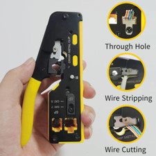 RJ45 Crimp Tool Pass Through Cat5 Cat5e Cat6 Crimping Tool for RJ45/RJ11 top