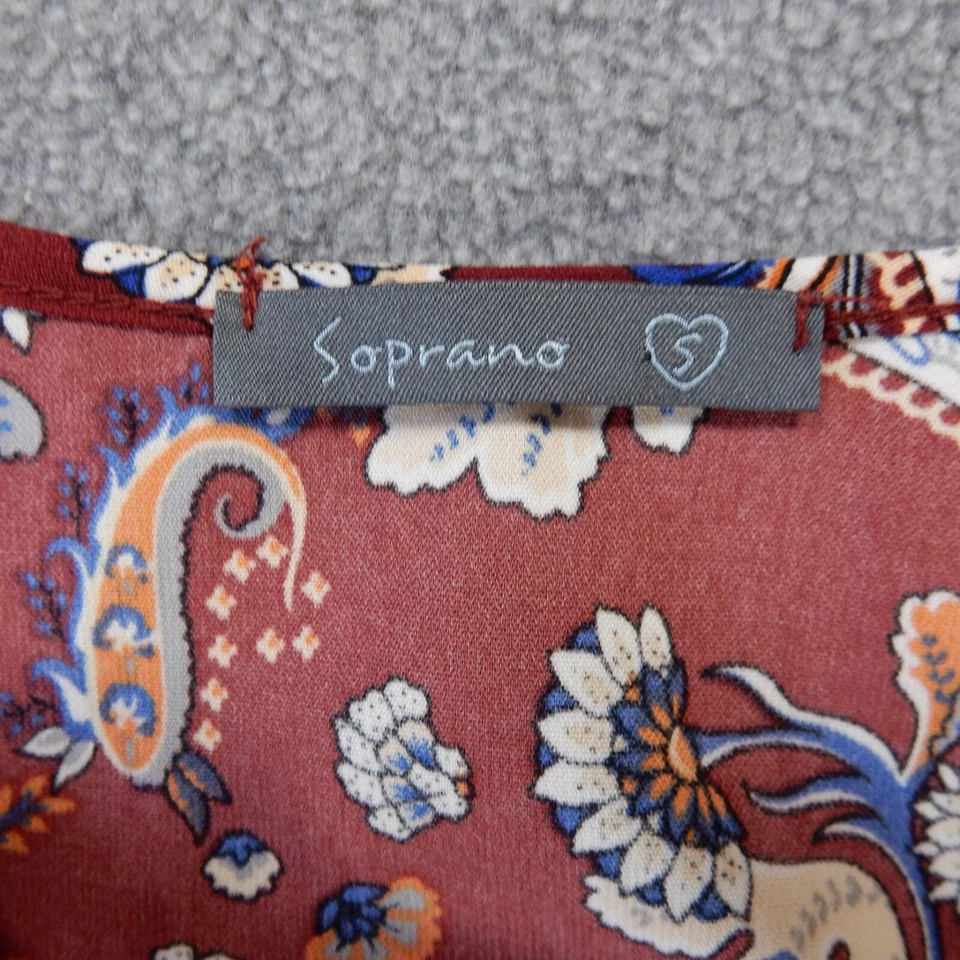 Vestido soprano sin mangas pequeño granate estampado cachemir bolsillo sin forro hasta la rodilla Foto 2 de 4