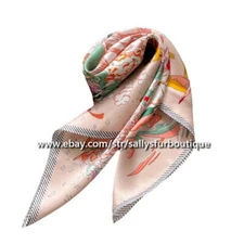 Sallys Boutique Mulberry Silk Scarf Bandanna Clouds Print Office Necktie 21‘*