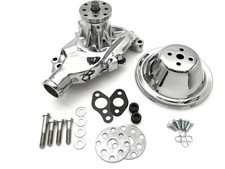 Sb Chevy Water Pump Short Sbc 350 V8 High Volume Chrome Wp Pulley Kit 1 Groove