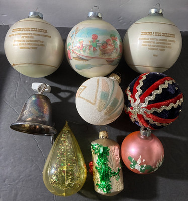 Lot of 9 Assorted Christmas Ornaments ~ Courier & Ives USA Italy West Germany