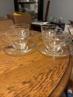 Vintage Arcoroc FRANCE Classique Clear Glass Set Of 4 Tea/ Espresso Cup & Saucer — photo 1
